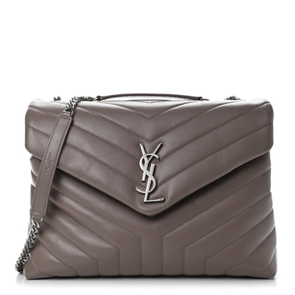 Saint Laurent Calfskin Y Quilted Monogram Medium Loulou Chain Satchel Taupe 1 of 4