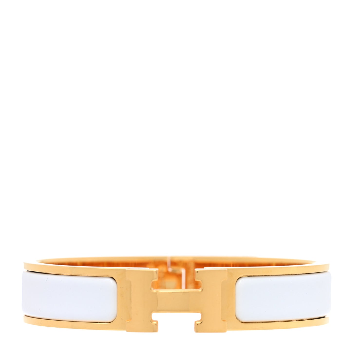 Enamel Narrow Clic Clac H Bracelet PM White