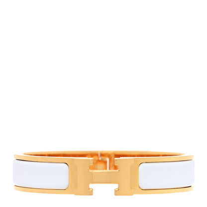 Hermes Enamel Narrow Clic Clac H Bracelet PM White 1 of 5