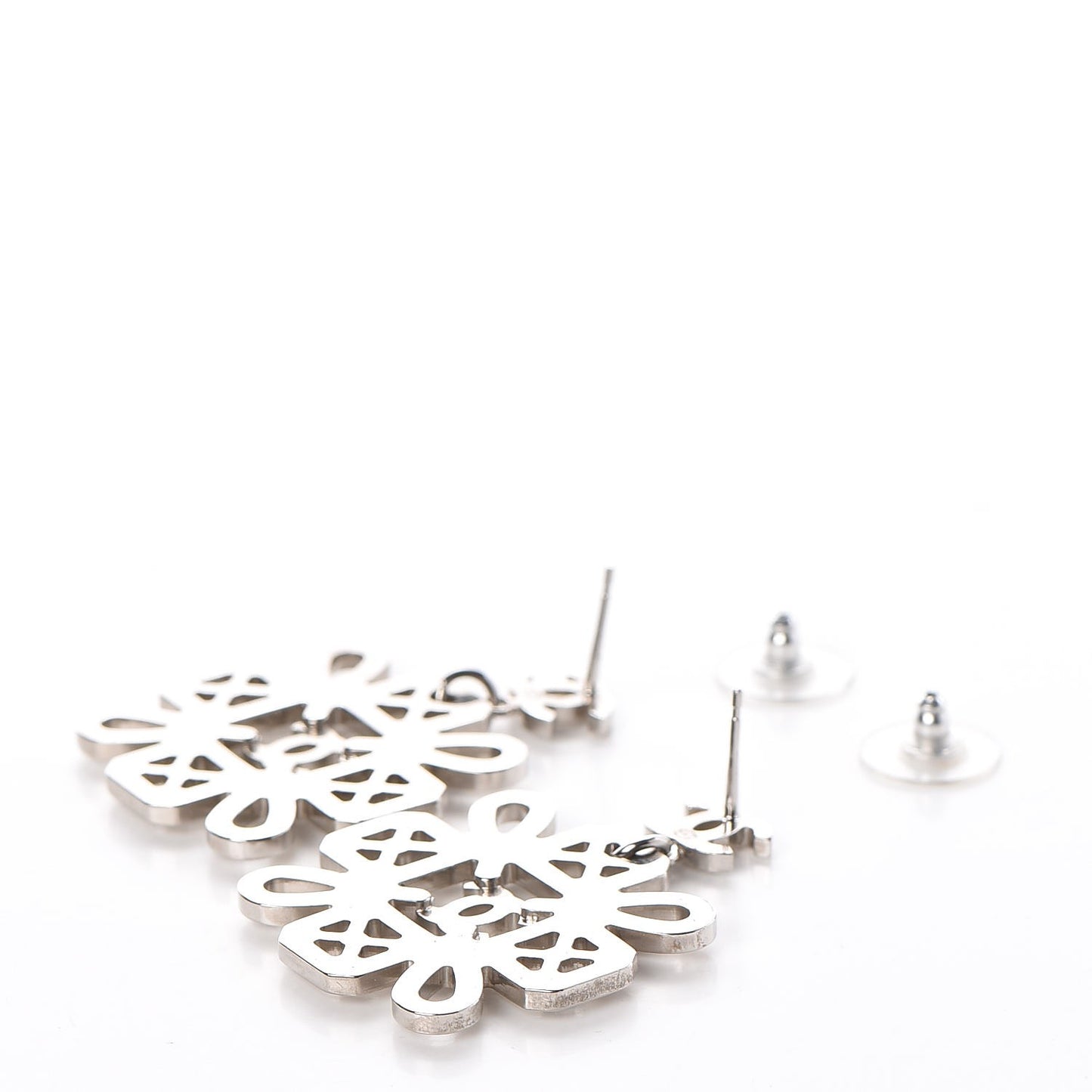 Crystal CC Drop Earrings Silver