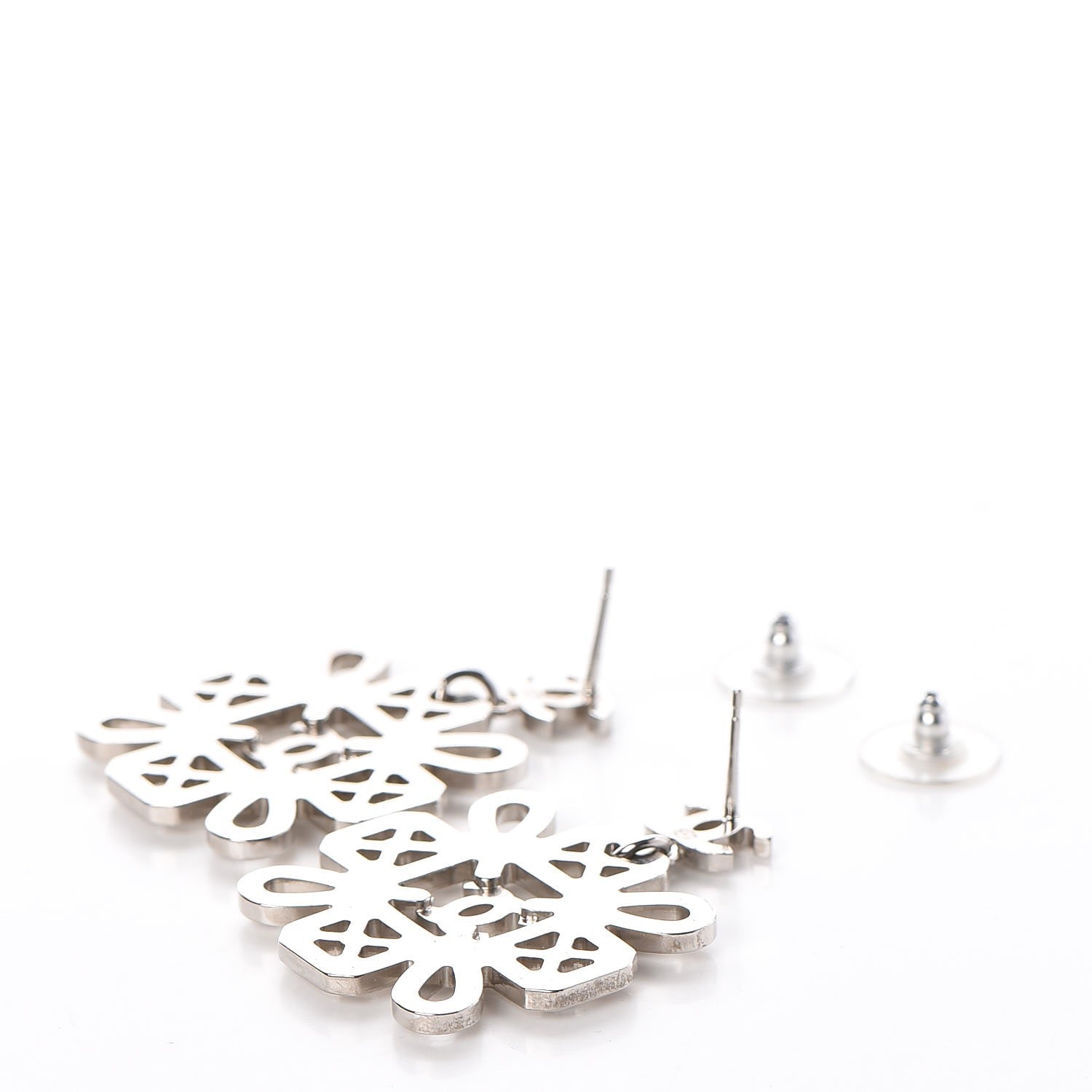 Chanel Crystal CC Drop Earrings Silver 3 of 5