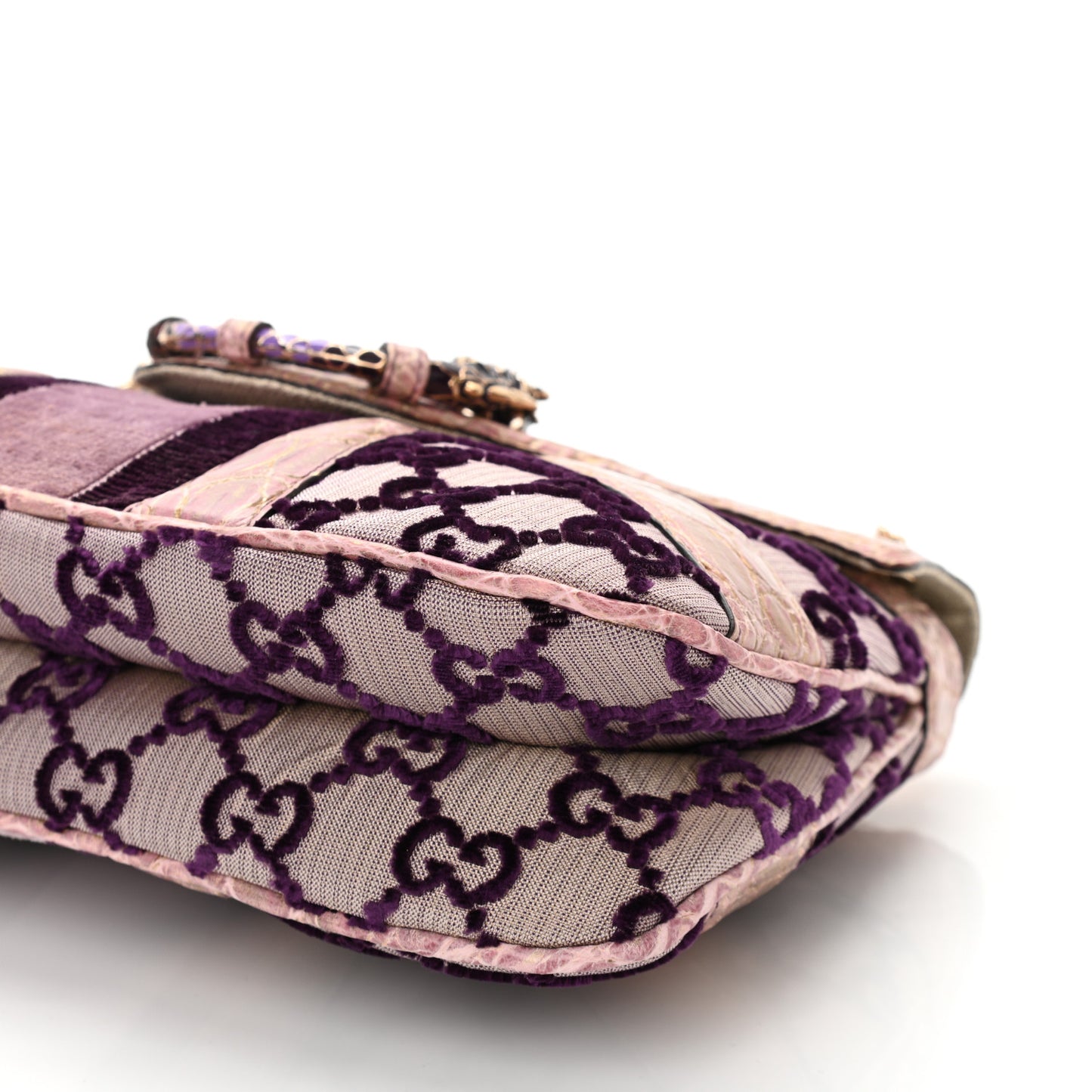 Velvet Monogram Crocodile Tom Ford Jeweled Dragon Shoulder Bag Purple Pink