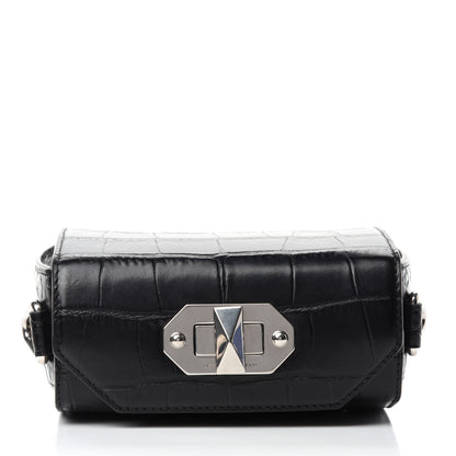 Alexander McQueen Calfskin Crocodile Embossed Box Shoulder Bag 16 Black 8 of 10