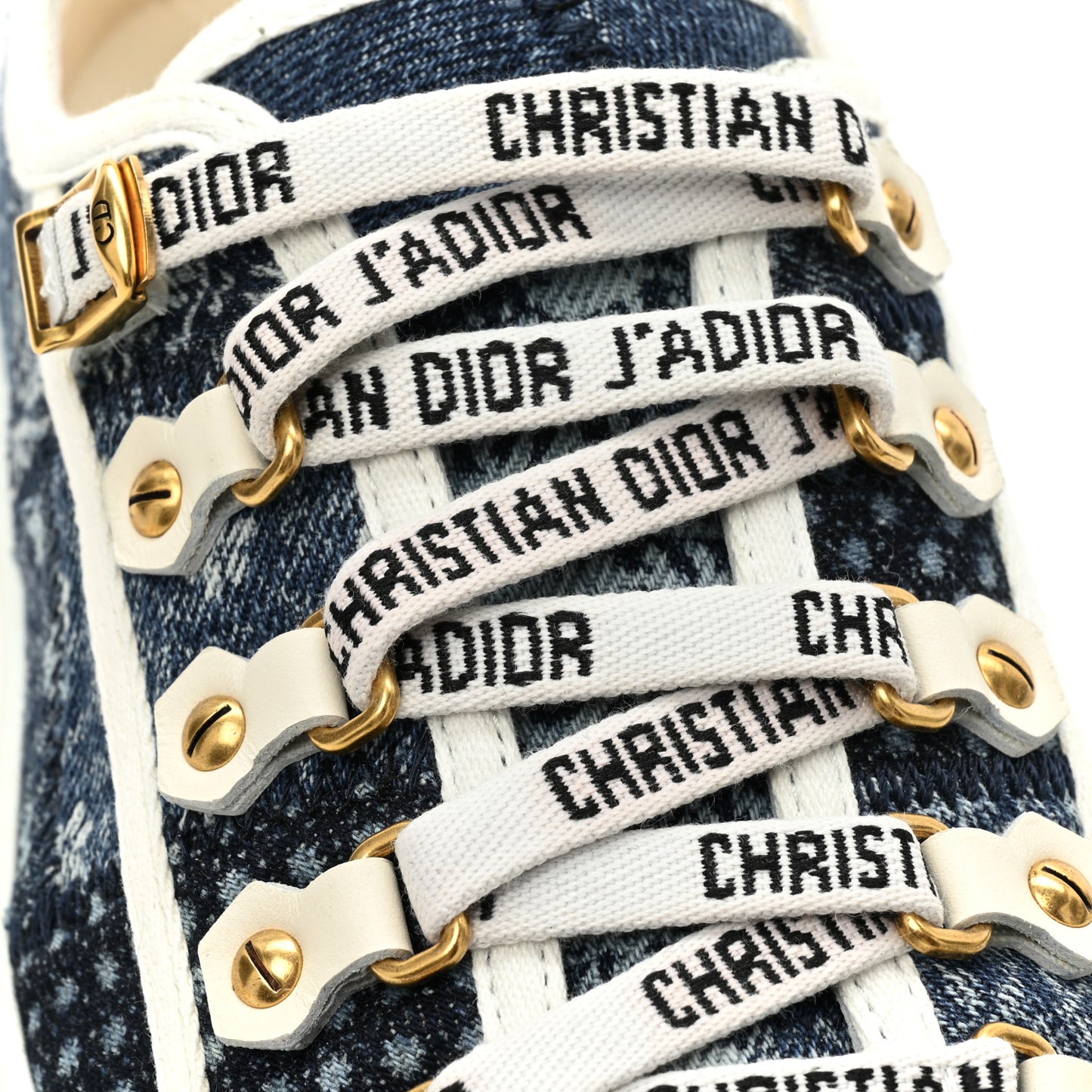 Denim Patchwork Walk'n Dior Low Top Sneakers 37 Blue