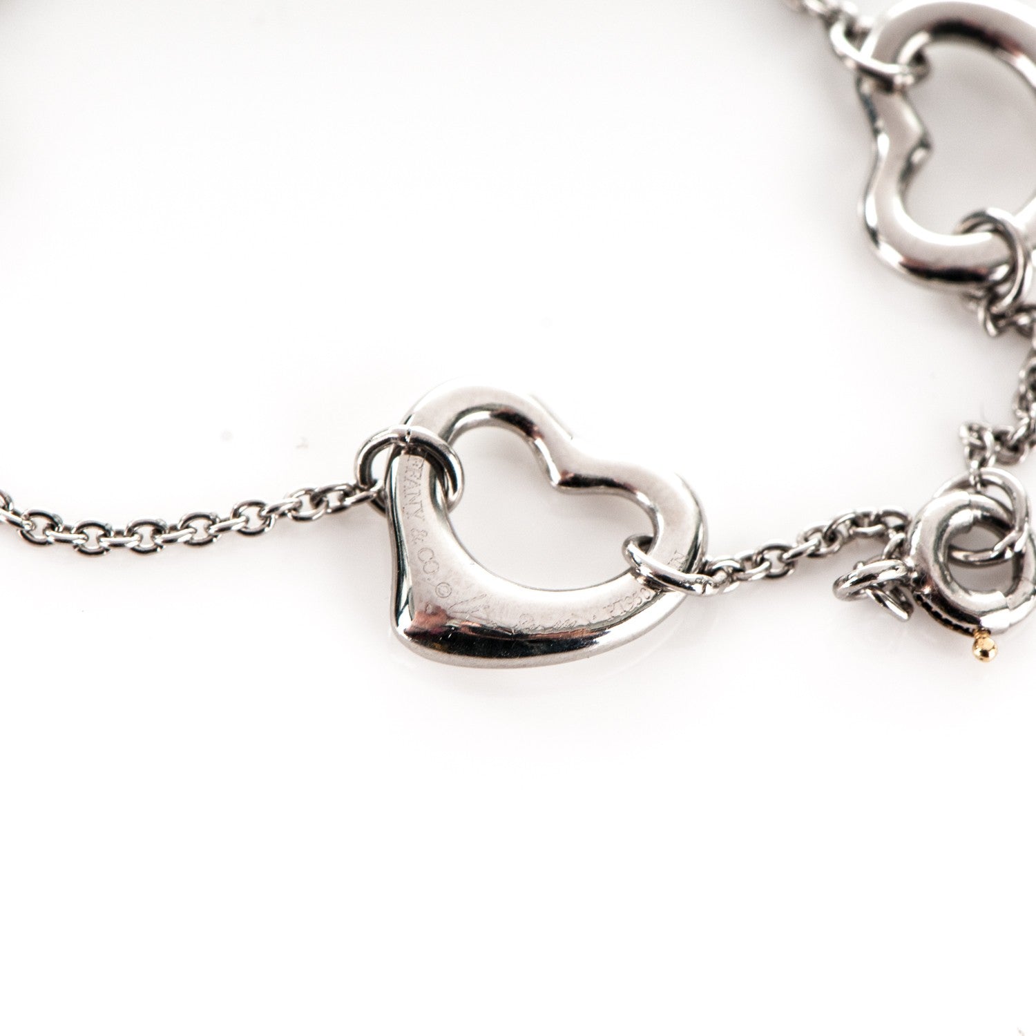 Tiffany Platinum Elsa Peretti Open Heart Charm Bracelet 5 of 6