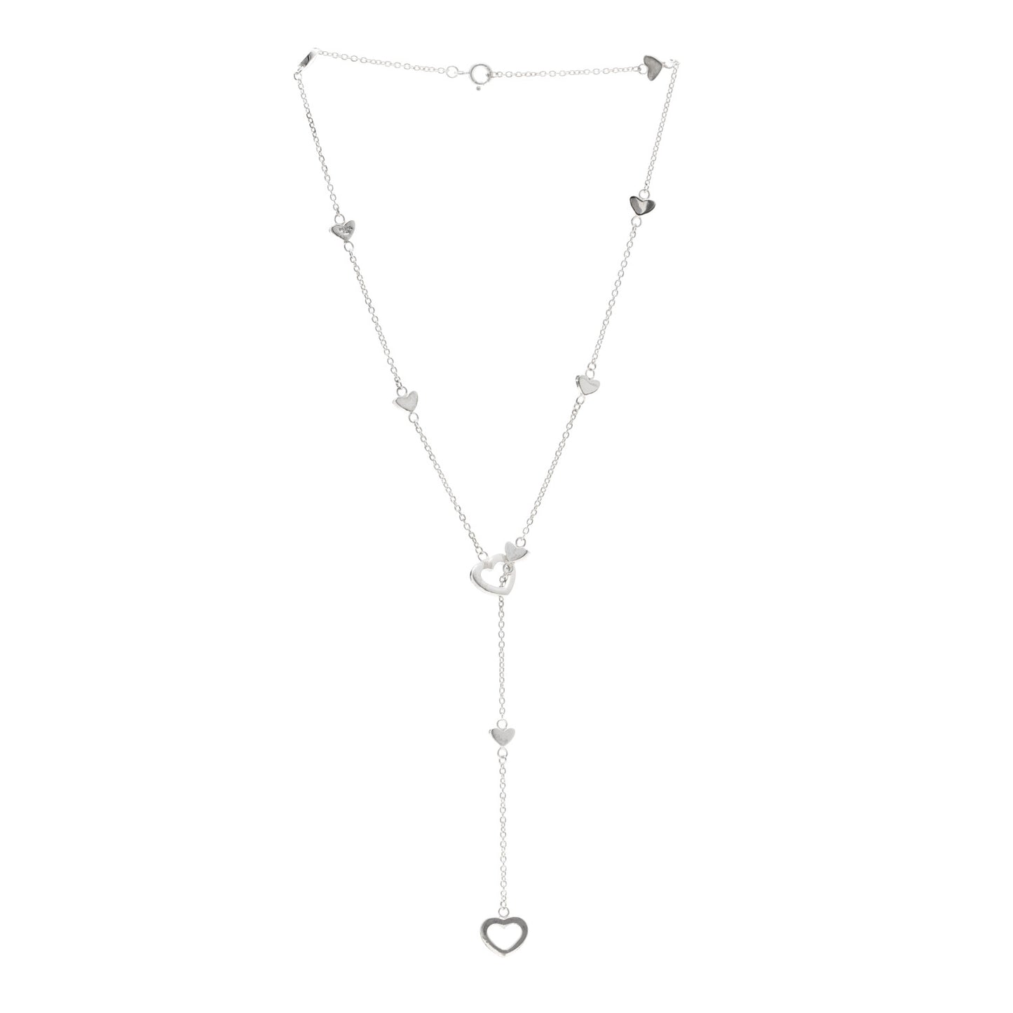 Sterling Silver Heart Lariat Necklace