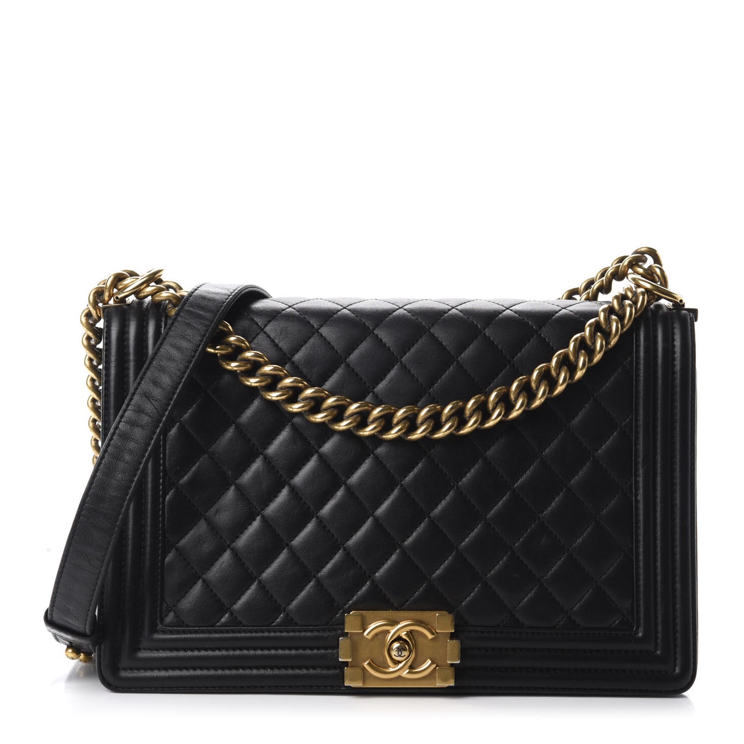 Lambskin Quilted New Medium Boy Flap Black