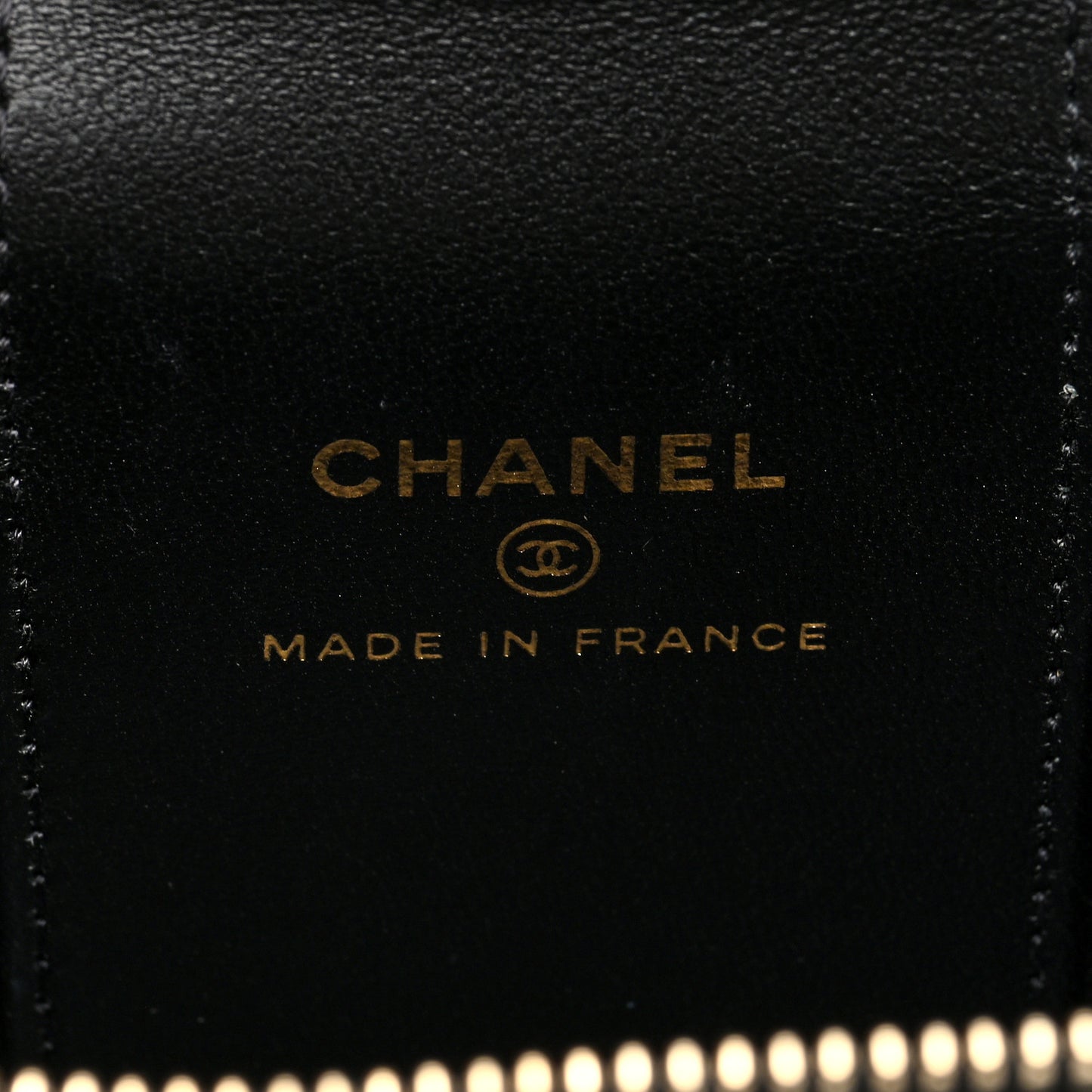 Lambskin Quilted Metal Mini Top Handle Vanity Case With Chain Black
