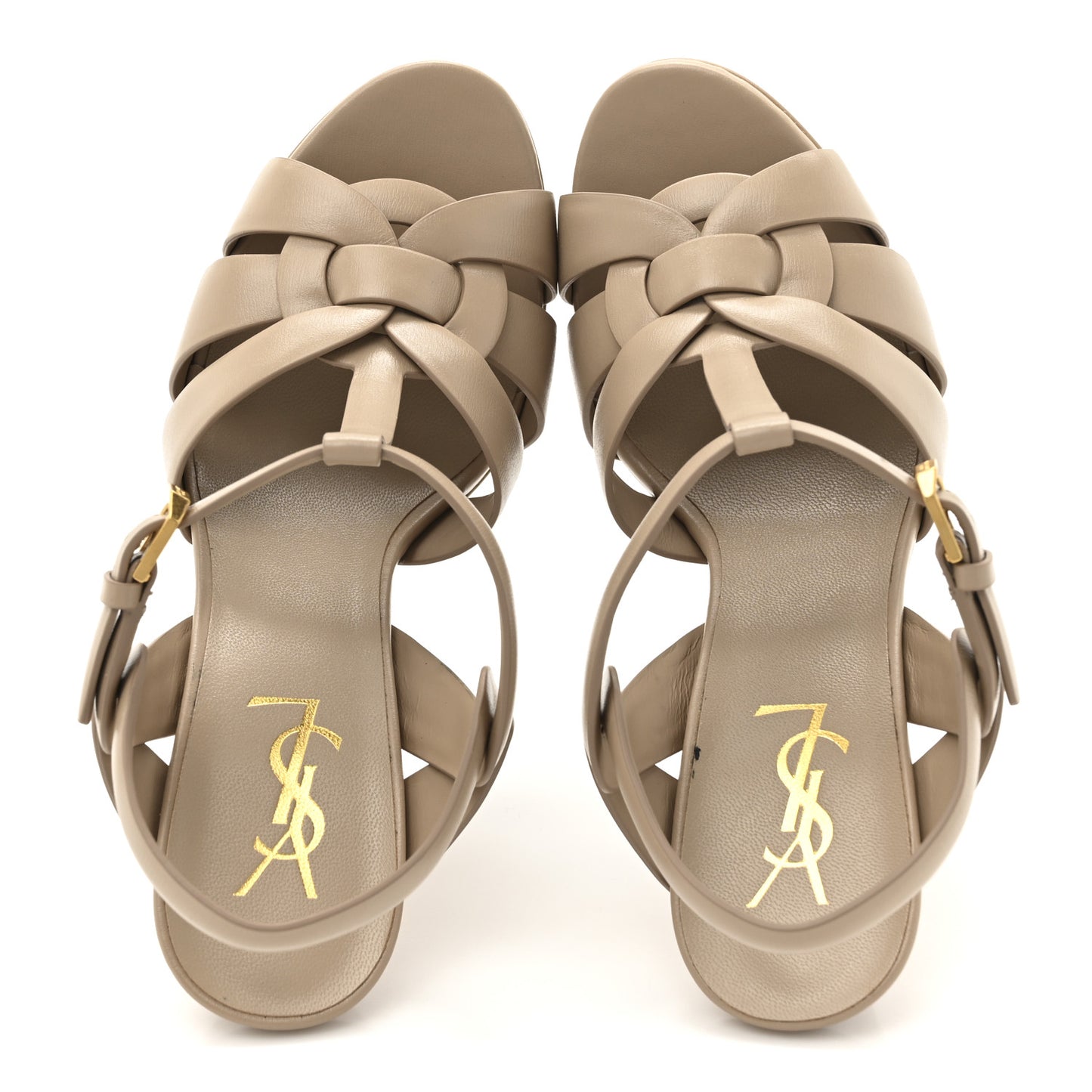 Calfskin Tribute 105 Platform Sandals 37.5 Dark Beige
