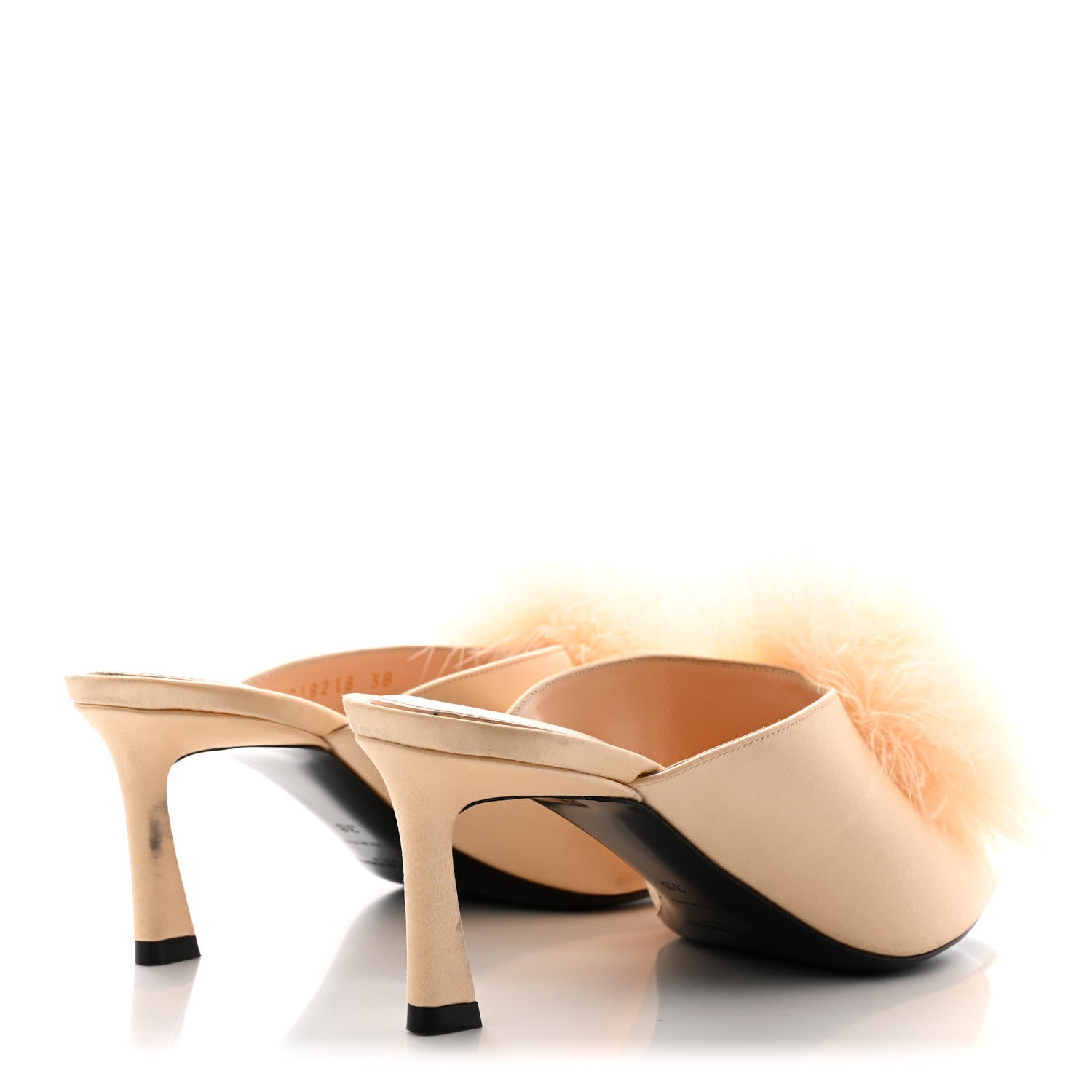 Saint Laurent Satin Feather Mae Mule Sandals 38 Soft Nude 4 of 13