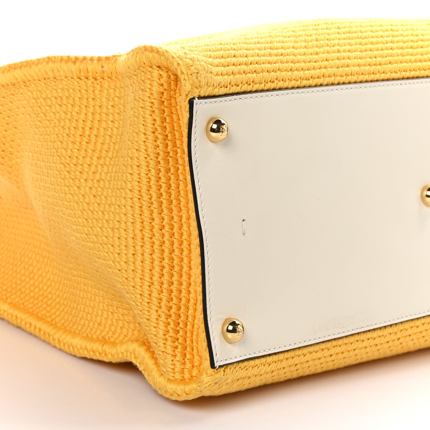Fendi Crochet Vitello King Logo Plexiglass Medium Fendi Sunshine Shopper Tote Mimosa Panna 8 of 9