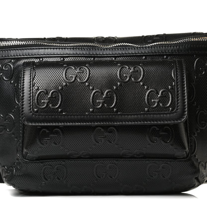 Gucci Calfskin GG Tennis Embossed Pocket Belt Bag Black 9 of 14