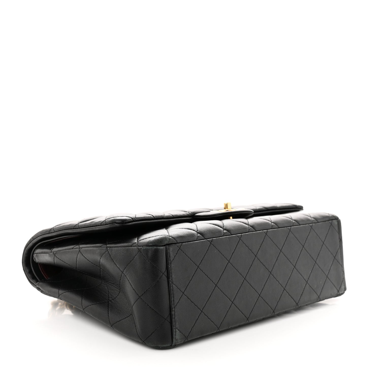 Lambskin Quilted Maxi Double Flap Black