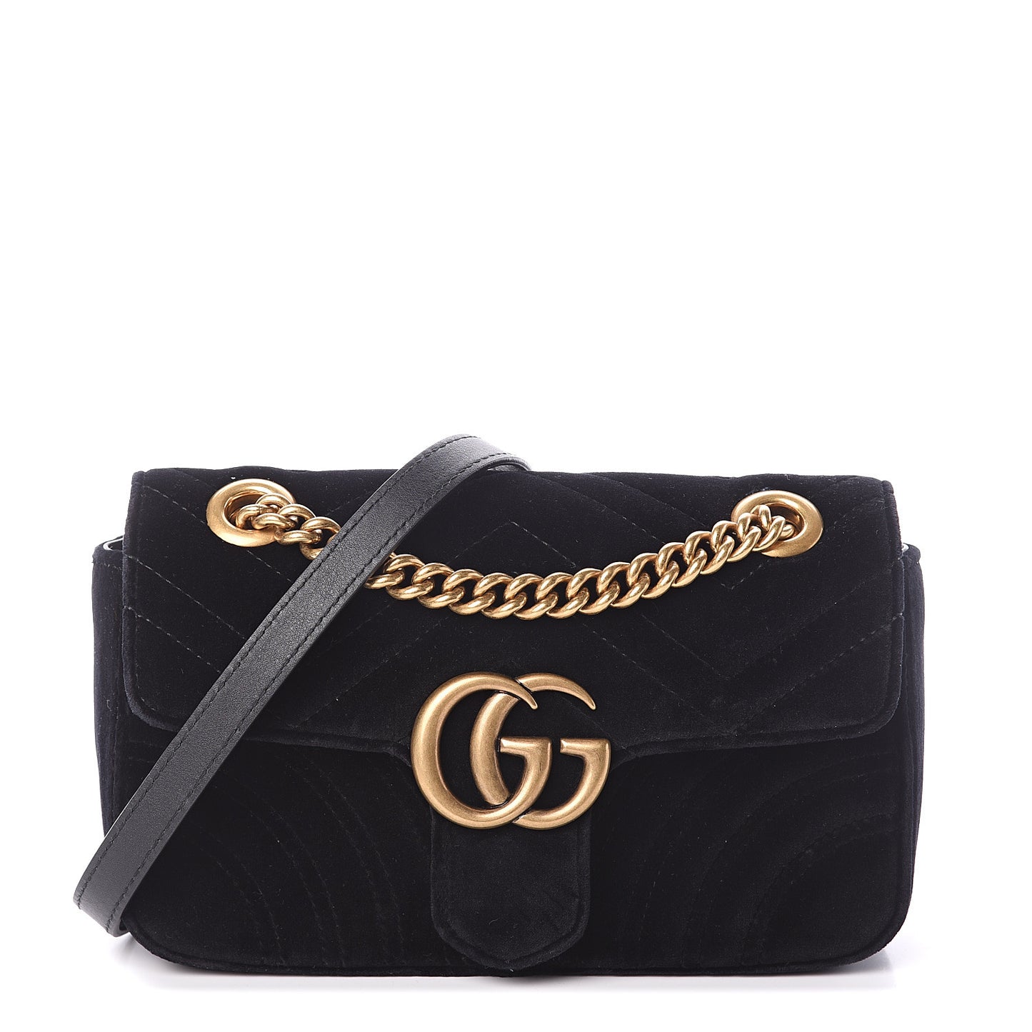 Velvet Matelasse Mini GG Marmont Shoulder Bag Black