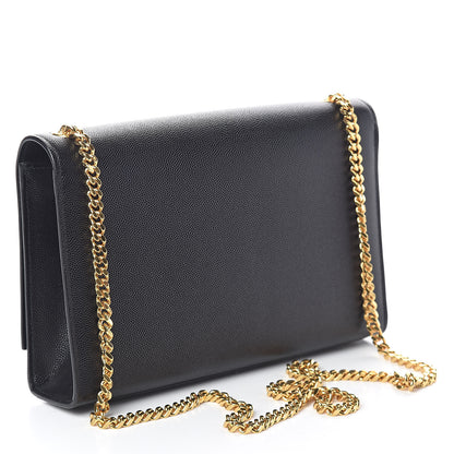 Saint Laurent Grain De Poudre Medium Classic Monogram Kate Satchel Black 3 of 9