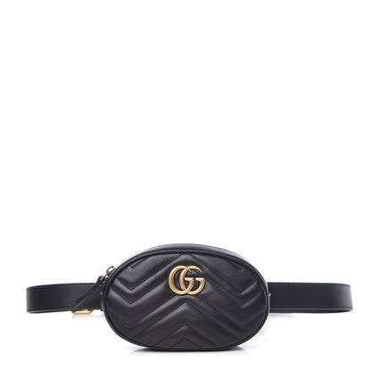 Gucci Calfskin Matelasse GG Marmont Belt Bag 105 42 Black 1 of 9
