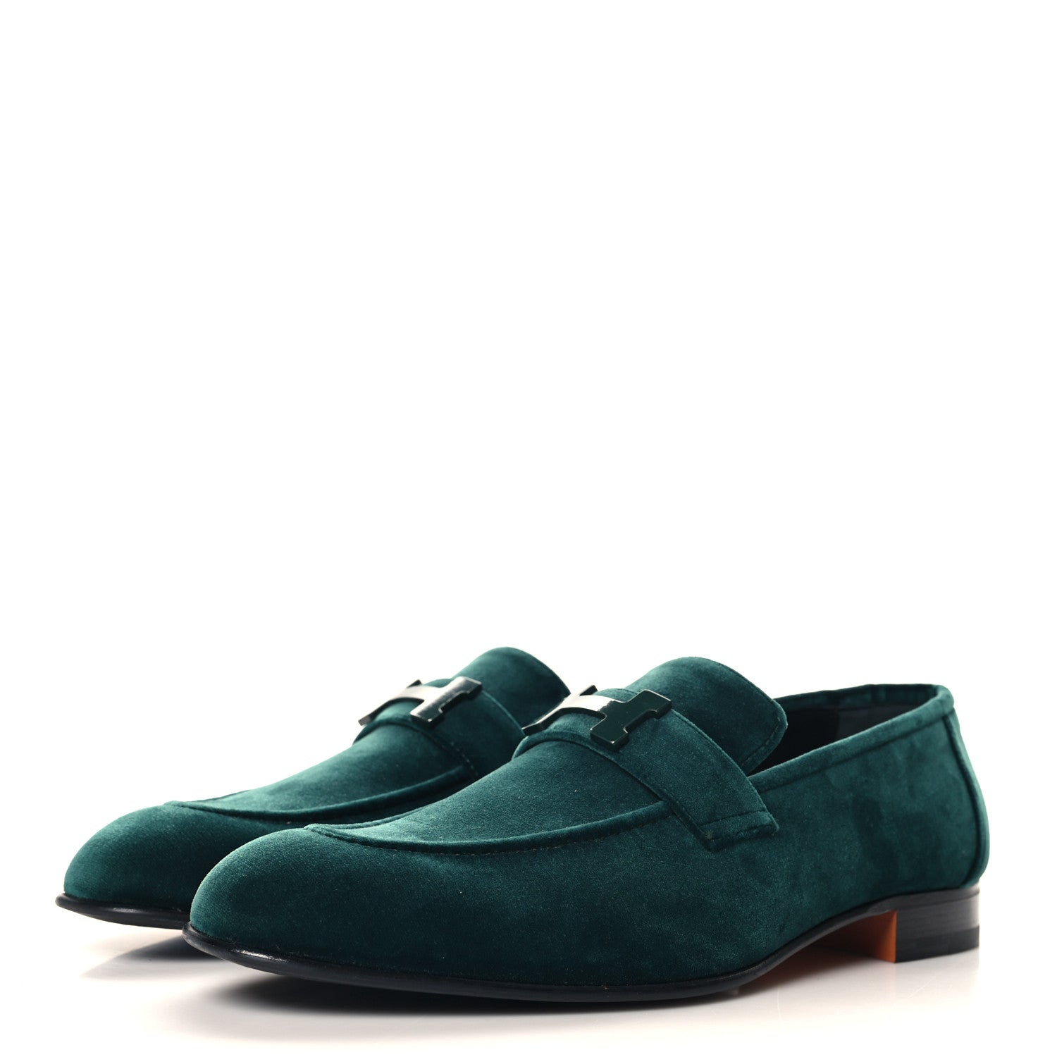 Hermes Velvet Mens Paris Loafers 43.5 Vert Fonce 4 of 9