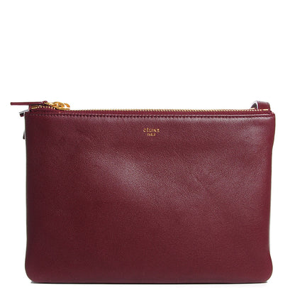Celine Smooth Lambskin Small Trio Crossbody Bag Burgundy 1 of 8