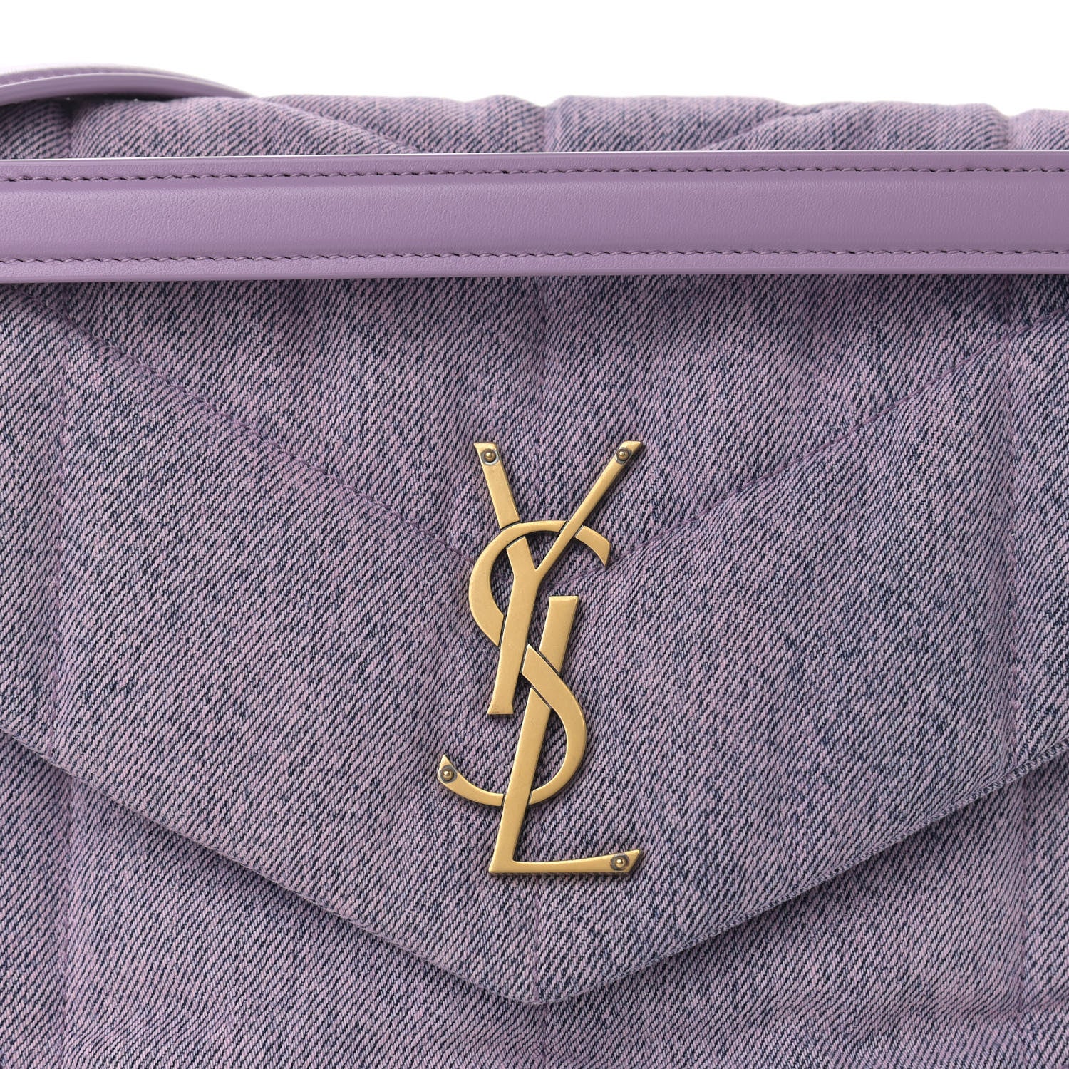 Saint Laurent Denim Quilted Medium Loulou Puffer Monogram Chain Satchel Bleached Lilac 8 of 10