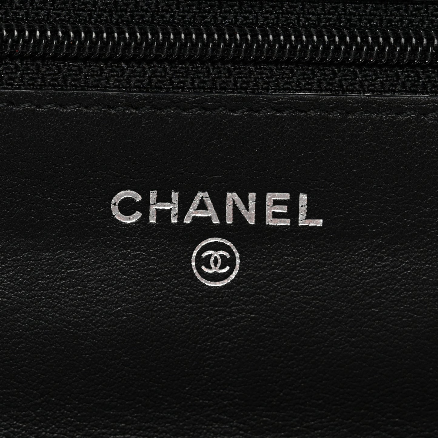 Distressed Patent Calfskin Quilted Reissue Wallet On Chain WOC Black