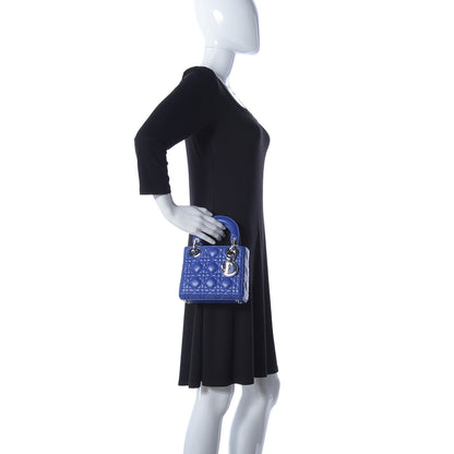 Christian Dior Lambskin Cannage Mini Lady Dior Blue 3 of 10