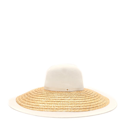 Gucci Straw Felt Wide Brim Hat S Beige White 6 of 10