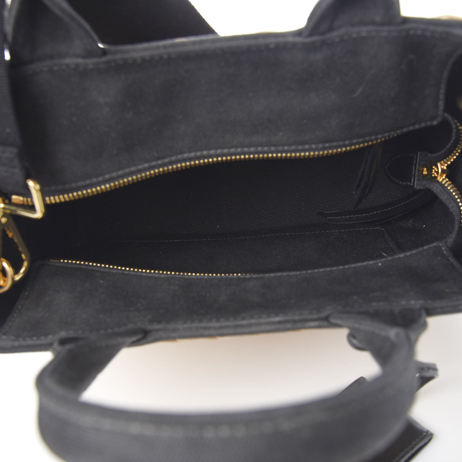 Prada Wicker Canvas Shoulder Bag Black 4 of 9