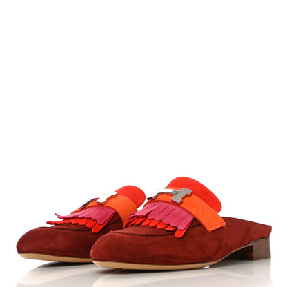 Hermes Velvet Goatskin Rivoli Mules 36 Brun Acajou 4 of 12