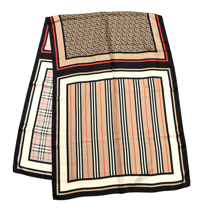 Burberry Silk Vintage Check Icon Stripe TB Monogram Print Scarf Archive Beige 2 of 4