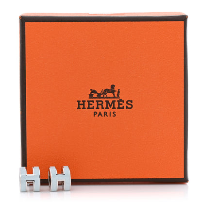 Hermes Palladium Lacquered Mini Pop H Earrings Celeste 6 of 6