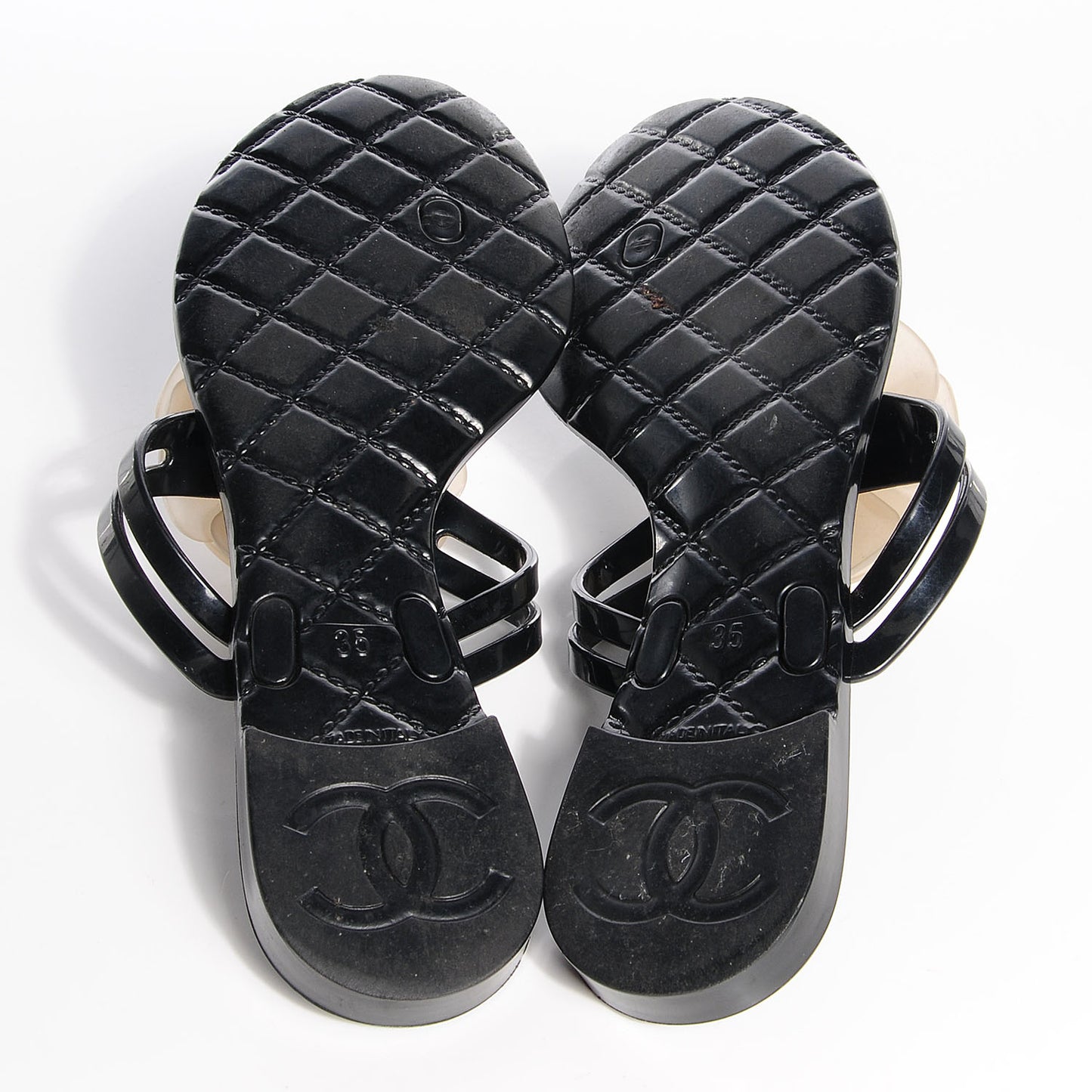 Jelly Camellia Thong Sandals 35 Black