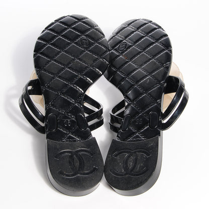 Chanel Jelly Camellia Thong Sandals 35 Black 5 of 6