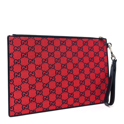Gucci Monogram Multicolor Retro Interlocking G Wristlet Pouch Red Blue 3 of 11