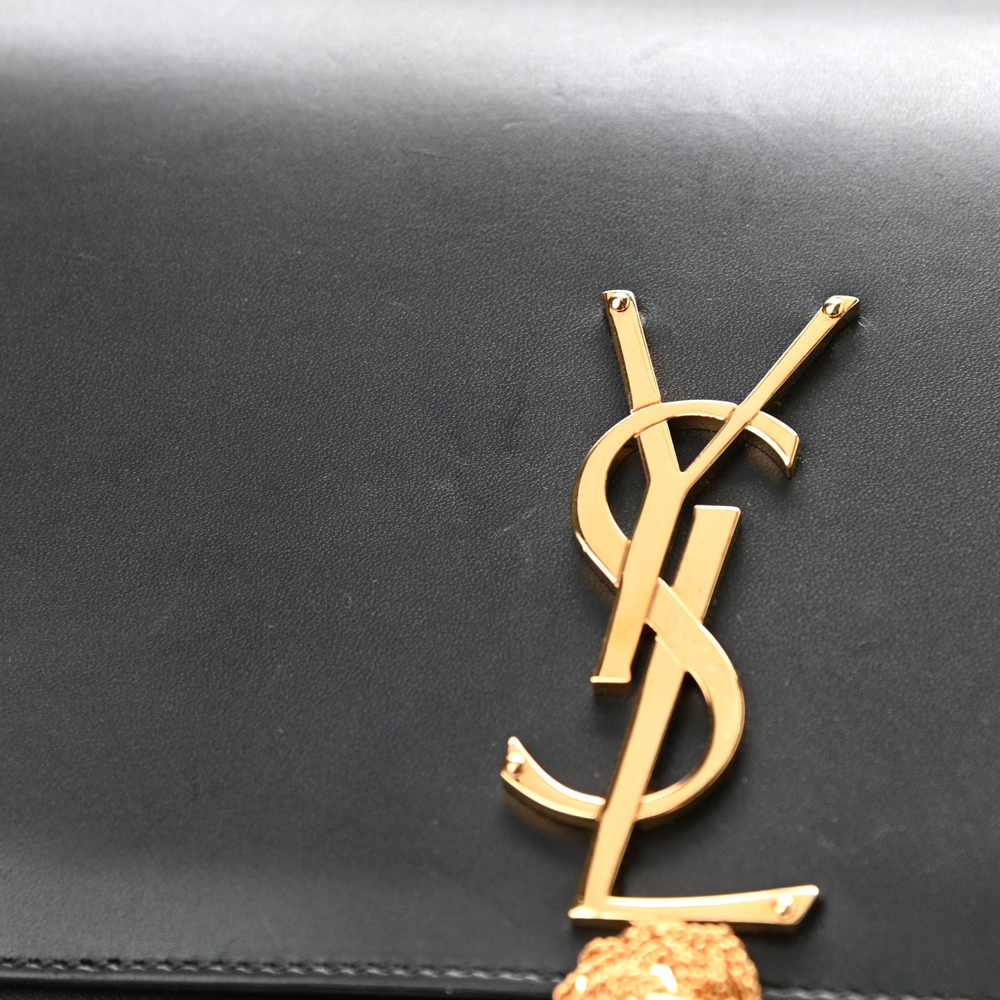 Smooth Calfskin Medium Classic Monogram Kate Tassel Satchel Black