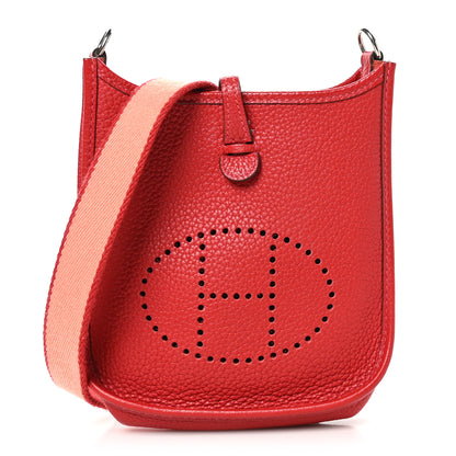 Hermes Taurillon Clemence Amazone Evelyne TPM Rouge Casaque Crevette 1 of 10