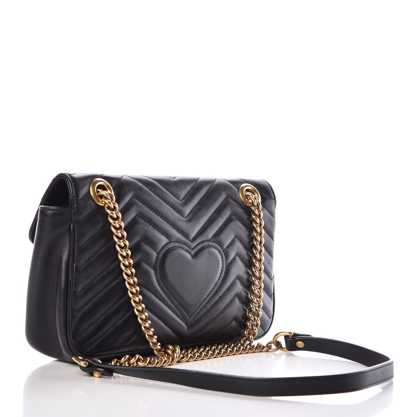 Calfskin Matelasse Small GG Marmont Shoulder Bag Black