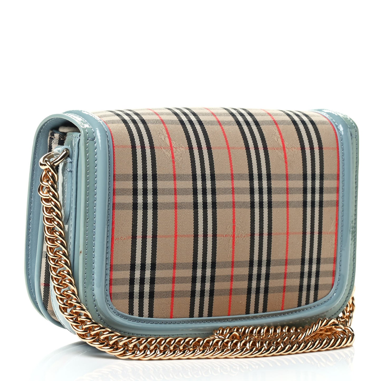 Patent 1983 Knight Check Link Shoulder Bag Blue Sage