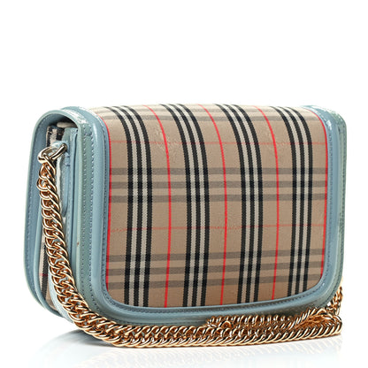 Burberry Patent 1983 Knight Check Link Shoulder Bag Blue Sage 2 of 4