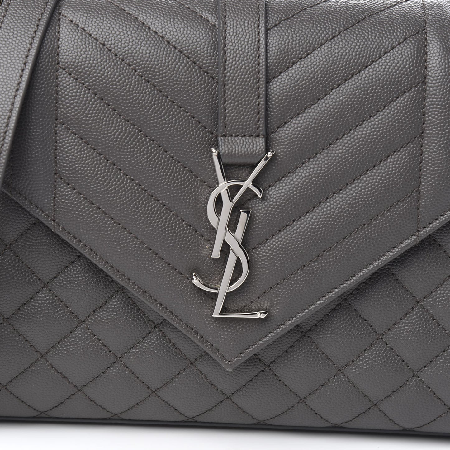 Grain De Poudre Textured Mixed Matelasse Medium Triquilt Monogram Satchel Earth