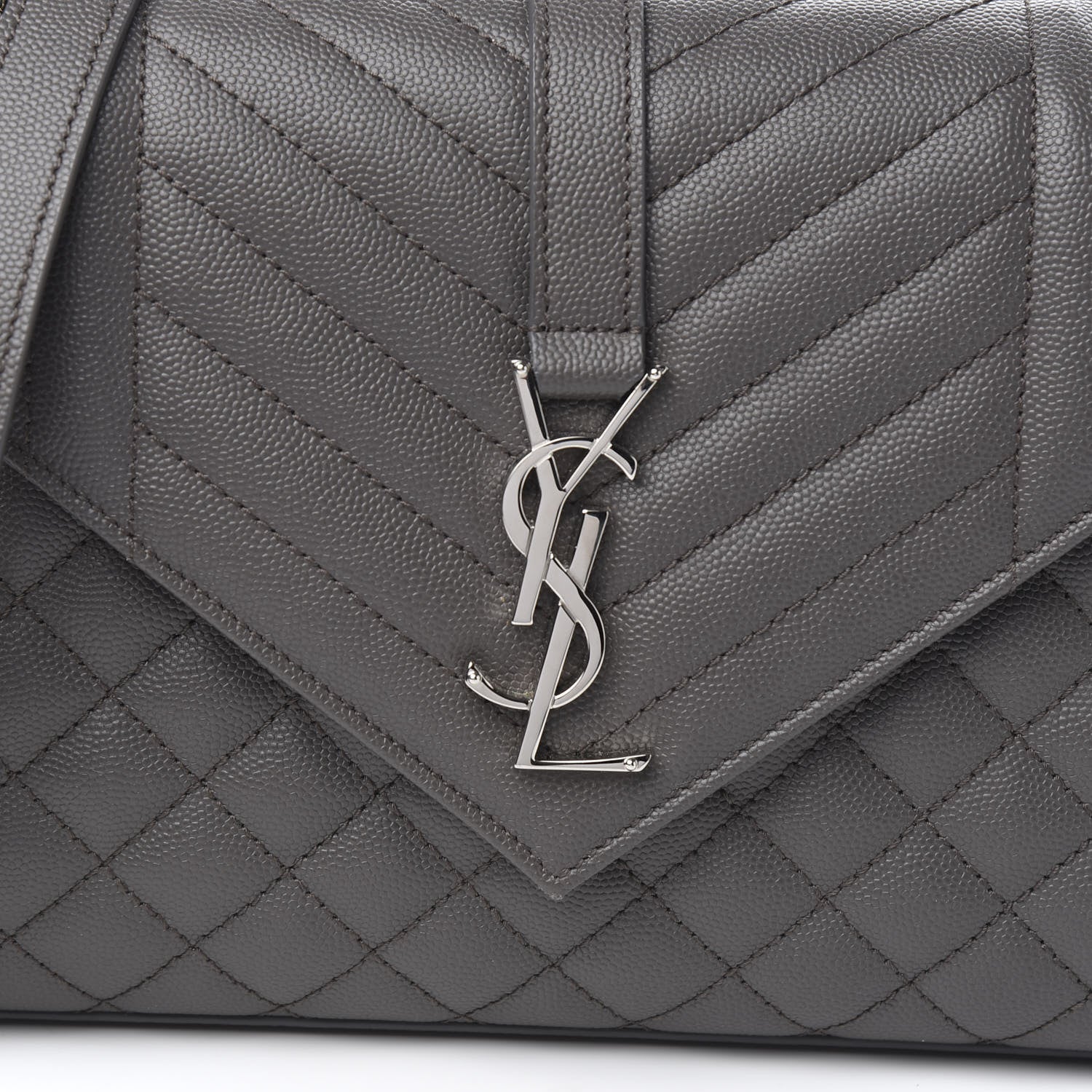 Saint Laurent Grain De Poudre Textured Mixed Matelasse Medium Triquilt Monogram Satchel Earth 8 of 8
