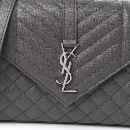 Saint Laurent Grain De Poudre Textured Mixed Matelasse Medium Triquilt Monogram Satchel Earth 8 of 8
