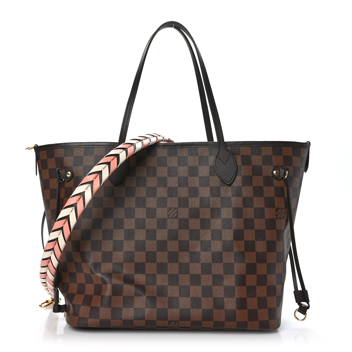 Louis Vuitton Damier Ebene Braided Neverfull MM Pink 2 of 9