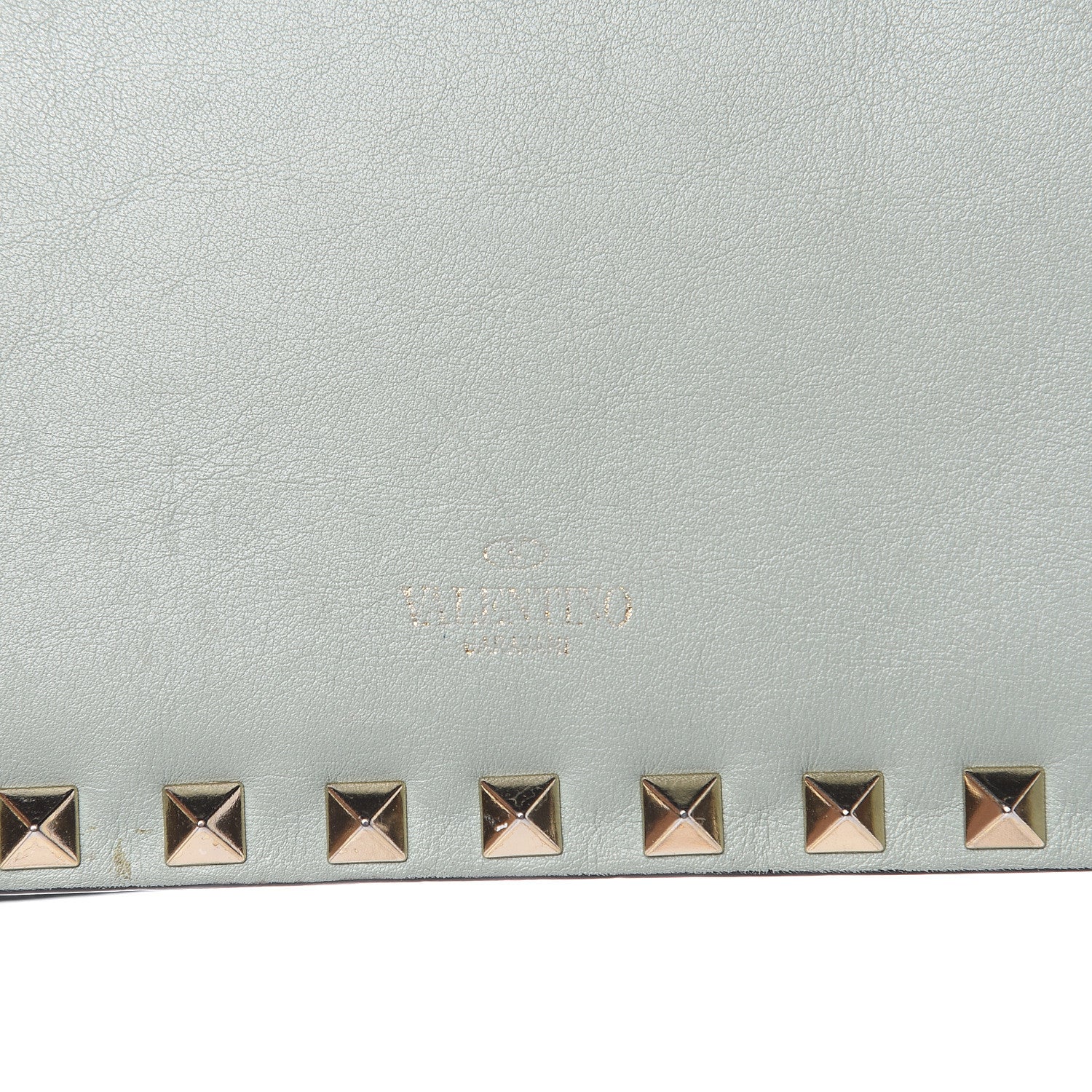 Valentino Garavani Calfskin Rockstud Wallet on Chain Water Green 10 of 15