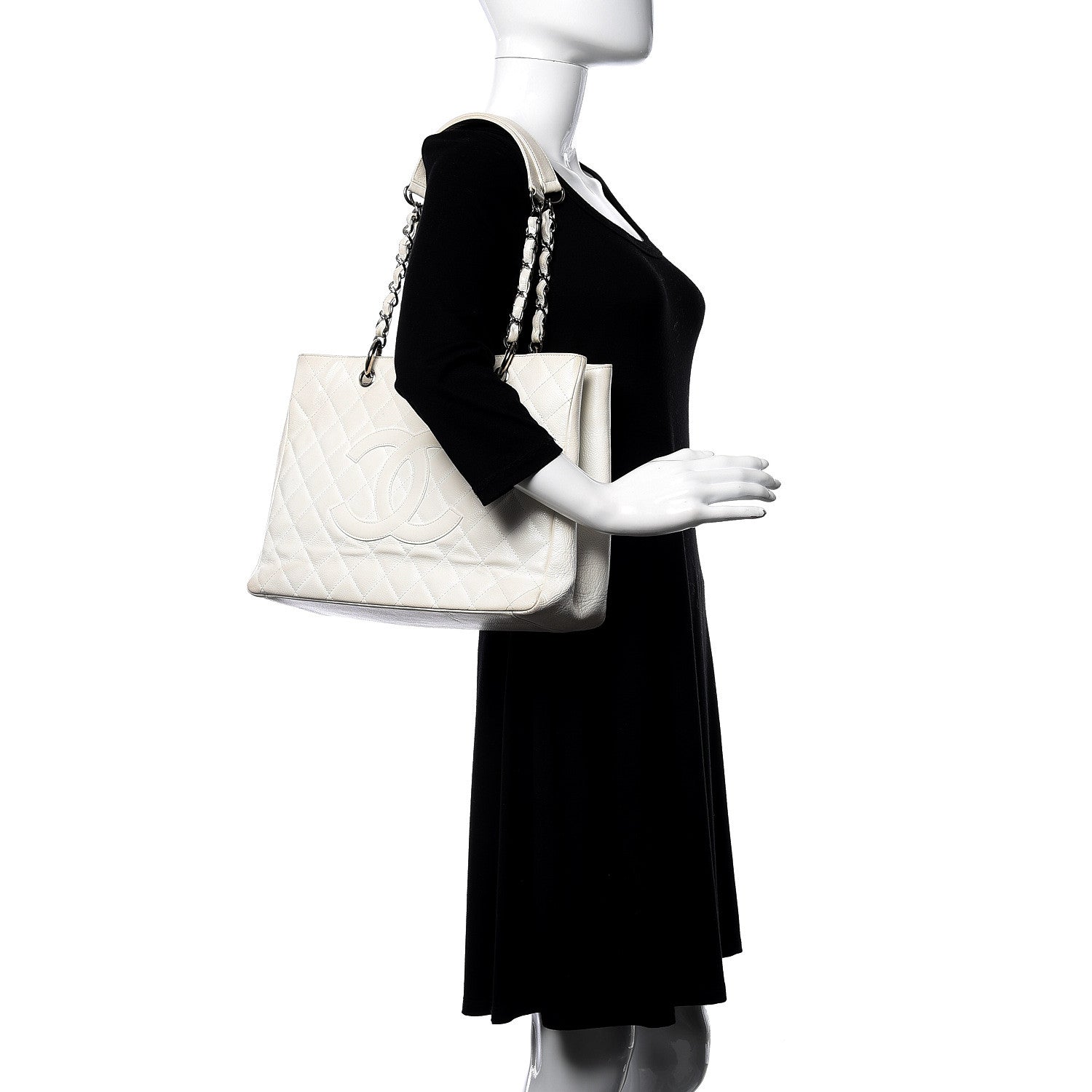 Chanel Caviar Quilted Grand Shopping Tote GST White 2 of 18