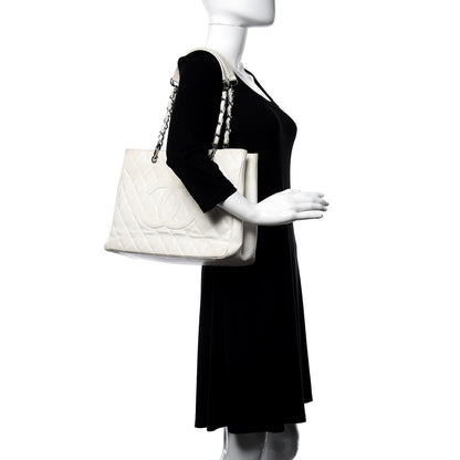 Chanel Caviar Quilted Grand Shopping Tote GST White 2 of 18