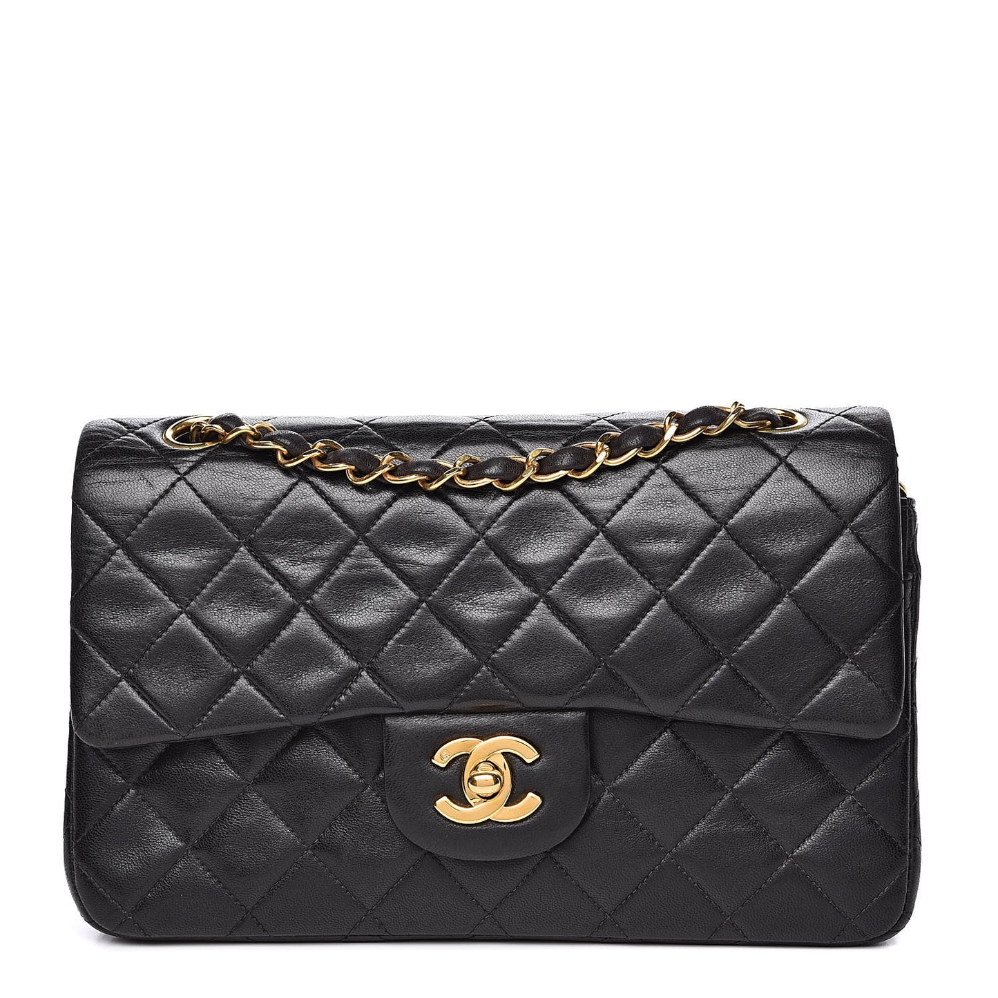 Lambskin Quilted Small Double Flap Black
