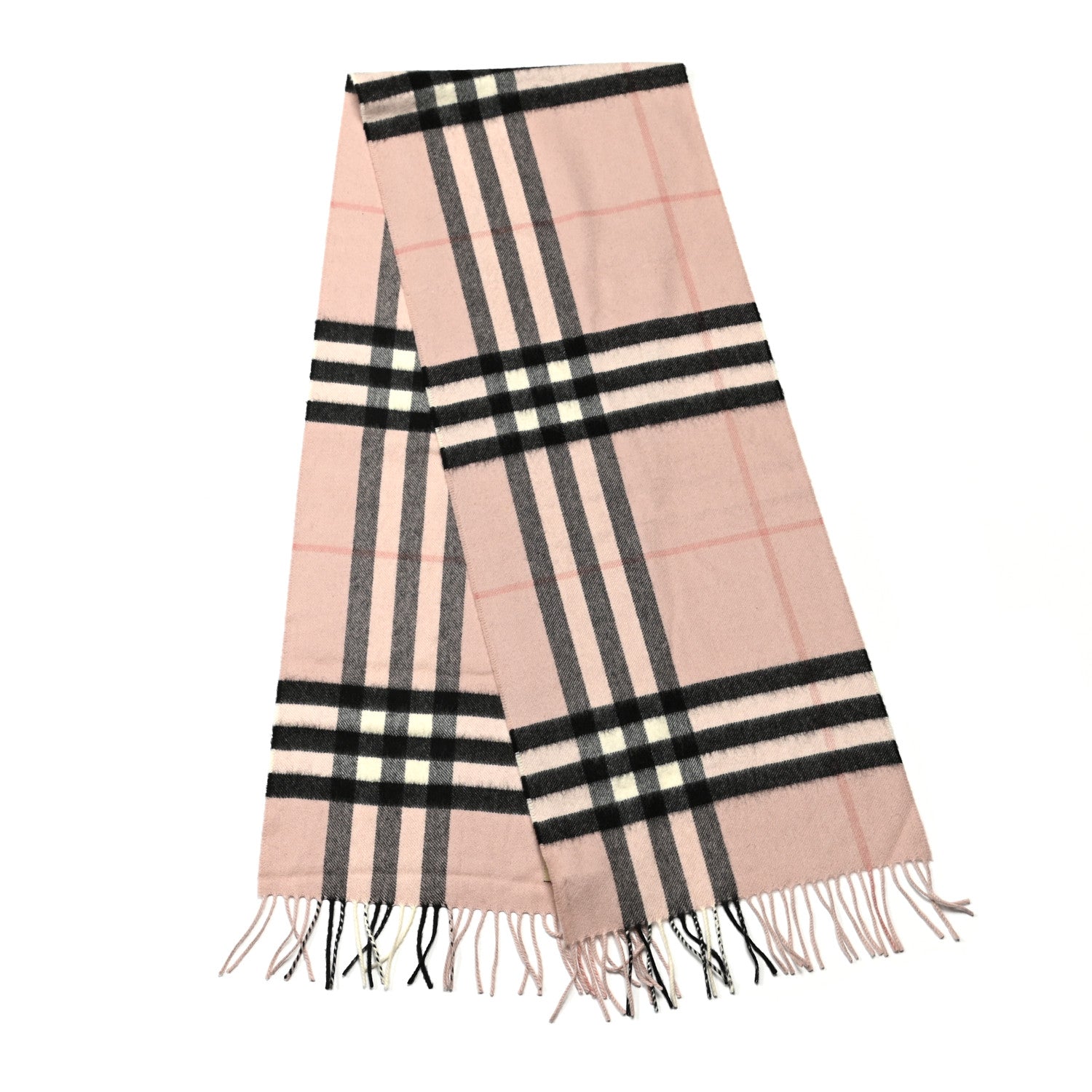 Burberry Cashmere Giant Heritage Check Fringe Scarf Ash Rose 2 of 4