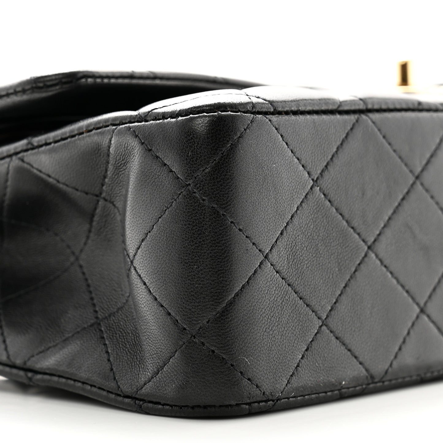 Lambskin Quilted Medium Double Flap Black