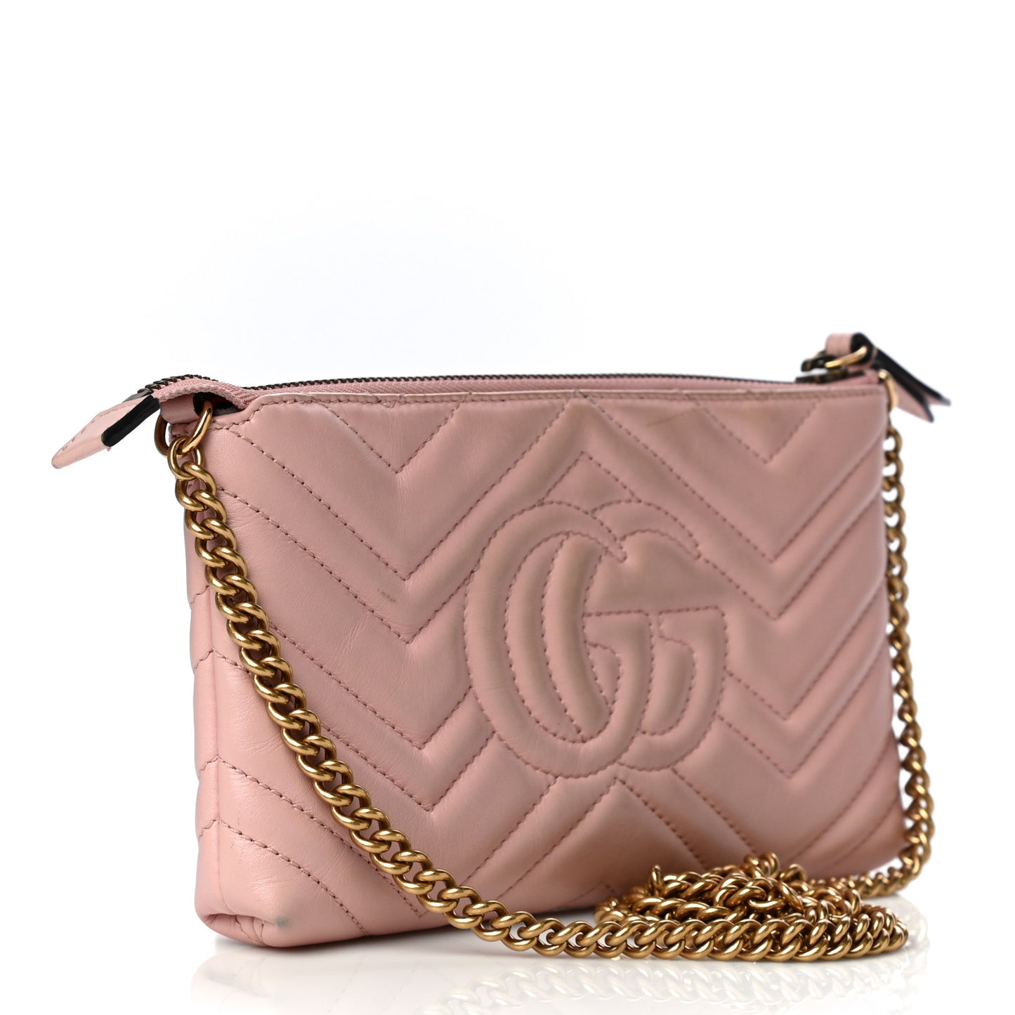 Calfskin Matelasse Mini GG Marmont Chain Bag Perfect Pink