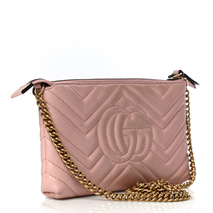 Gucci Calfskin Matelasse Mini GG Marmont Chain Bag Perfect Pink 2 of 11